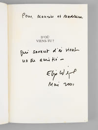 D'où viens-tu?  [ Livre signé par l'auteur - Envoi à Maurice Druon ]