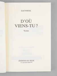 D'où viens-tu?  [ Livre signé par l'auteur - Envoi à Maurice Druon ]