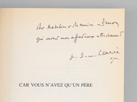 Car vous n'avez qu'un père [ Livre signé par l'auteur - Envoi à Maurice Druon ]. Carré, A.-M. [ Carré, Père Ambroise-Marie (1908-2004) ]