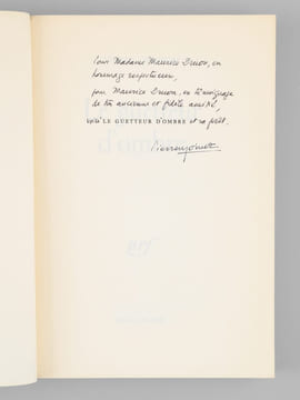 Le Guetteur d'Ombre  [ Livre signé par l'auteur - Envoi à Maurice Druon ]. MOINOT Pierre (1920-2007)