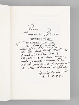 Comme la trace de l'oiseau dans l'air [ Livre dédicacé par l'auteur à Maurice Druon ]. BIANCIOTTI, Hector
