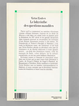 Le labyrinthe des questions maudites. Essais [ Livre dédicacé par l'auteur à Maurice Druon ]. EROFEEV, Victor