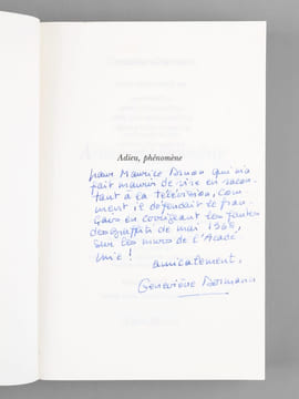 Adieu, phénomène [ Livre dédicacé par l'auteur à Maurice Druon ]. DORMANN, Geneviève