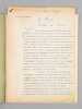 Copie du tapuscrit d'un discours consacr&eacute; &agrave; Fran&ccedil;ois Mauriac, dat&eacute; du 16 octobre 1975 et d&eacute;dicac&eacute; &agrave; Maurice Druon [ On joint : ] L'Acc&eacute;l&eacute;ration de ...