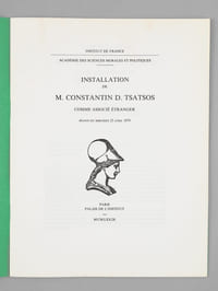 Installation de M. Constantin D. Tsatsos comme Associé Etranger. Séance du mercredi 25 avril 1979