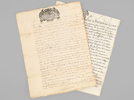 [ Lot d'archives XVIIIe et début XIXe relatifs à la commune de Magné [ Deux-Sèvres ]] I : 4 pièces XVIIIe dont acte de vente sur vélin, 8 ff. datés de ...