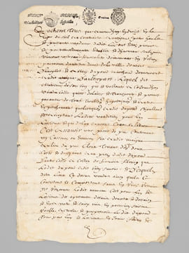[ Lot d'archives XVIIIe et début XIXe relatifs à la commune de Magné [ Deux-Sèvres ]] I : 4 pièces XVIIIe dont acte de vente sur vélin, 8 ff. datés de ...
