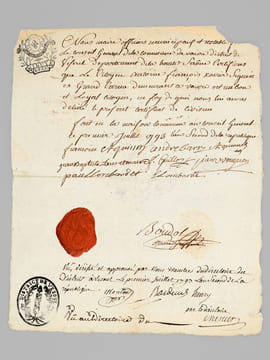 [ Certificat de civisme pour la commune de Vaivre, District de Vesoul, Haute-Saône, daté du premier juillet 1793 : ] "Nous maire officiers municipaux ...