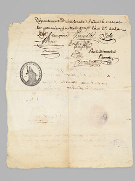 [ Certificat de civisme pour la commune de Vaivre, District de Vesoul, Haute-Saône, daté du premier juillet 1793 : ] "Nous maire officiers municipaux ...
