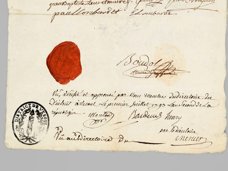 [ Certificat de civisme pour la commune de Vaivre, District de Vesoul, Haute-Saône, daté du premier juillet 1793 : ] "Nous maire officiers municipaux ...