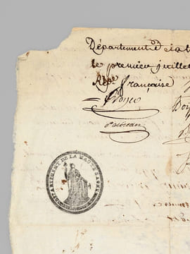 [ Certificat de civisme pour la commune de Vaivre, District de Vesoul, Haute-Saône, daté du premier juillet 1793 : ] "Nous maire officiers municipaux ...
