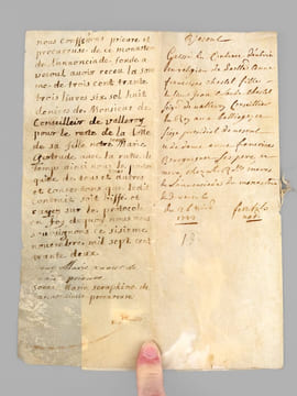 [ Manuscrit - Grosse du contrat d’entrée en religion de Damoiselle Anne Françoise Chastel fille de Sieur Jean Claude Chastel Seig. de Valleroy, ...