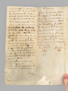 [ Manuscrit - Grosse du contrat d’entrée en religion de Damoiselle Anne Françoise Chastel fille de Sieur Jean Claude Chastel Seig. de Valleroy, ...