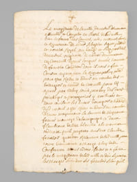 [ Manuscrit - Acte de réception à la bourgeoisie de la ville de Vesoul, daté du 15 juillet 1702 : ] "Le magistrat de la ville de Vesoul deuement [dûment] assemblé et complet en l'hostel de lad[ite] ville bien informé des bonnes vie, moeurs, fame [réputation], et réputation de m[aîtr]e Sébastien Seguin procureur et notaire Royal au bailliage et siège présidial de Vesoul originaire de Vaivre demeurant en cette ville depuis longues années, homme de franche condition dont il nous a fait conster [justifier] ayant veu la requête par luy porté pour estre receu et admis au nombre des bourgeois et haans [habitants] de cette ville pour cy- après par iceluy jouir par luy des droits privilèges et prérogatives y attribuées et dont jouissent les autres bourgeois et haans dudit Vesoul a esté receu et admis au nombre d’iceux moyennant la somme de cinquante francs monnoye de Bourgogne et deux flambeaux de cire blanche a la manière ordinaire qu’il payera au sieur Claude François Gueritot receveur de lad[ite] ville pour toute bienvenue a charge a luy de se conformer a tous édits faits et a faire par le magistrat de lad[ite] ville et d’en supporter les charges suivant ses facultés selon qu’il en prêtera le serment ès mains du sieur Pierre Phylippe Julin, vicomte et mayeur de lad[ite] ville pour seureté [sûreté] de quoy led[it] Seguin a obligé ses biens en forme de droit fait et passé en l'hostel de lad[ite] ville par devant Claude Estienne Lyautey secrétaire ordinaire d'icelle le quinzième juillet mil sept cent deux en présence de Claude Dumarchet clerc demeurant a Vesoul ayant escrit la présente et de Claude François Parizot résident aud[it] Vesoul témoins requis et soussignés avec led[it] sieur Julin et le sieur Foillenot échevin signé Dumarchef, C. F. Parizot, P. P. Julin, Foillenot, et C. E. Lyautey. »