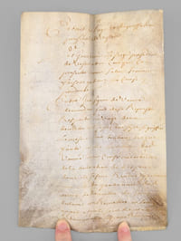 [ Acte judiciaire condamnant au dépens suite aux poursuites pour injures, Vesoul, juillet 1699 : ] "Extrait des Registres du greffe du Bailliage Royal de Vesoul. Le Bailly d’Amont au Comté de Bourgogne à tous ceux qui ces présentes verront salut, savoir faisons qu’en la cause pendante audit Bailliage. Entre Claude Carteron de Montoille, défendeur d’une part. Et Sieur Jean Seguin de Vaivre, en la qualité qu’il agit demandeur aux fins de son exploit du septième juillet mil six cent nonante neuf contrôlé le neuf, par lequel il a conclu à ce que ledit défendeur vienne déclarer qu’il tient Nicolas Seguin fils dudit demandeur, né et exempt de vice résultant des injures mentionnées audit exploit, qu’il juge pour l’amende honorable et pour la profitable à ce qu’il soit condamné à lui payer la somme de mil livres sauf taxe [ etc...…] » [On joint un second acte daté de 1709, demande de recouvrement de créance, et un troisième daté de 1708 ]