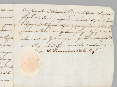 [ Indult d'exclaustration daté du 17 février 1791, pour un prêtre Carme du diocèse de Besançon ] : "Bernardinus Seguin Presbyter et Frater Ordinis ...