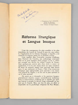 Réforme liturgique et langue basque [ Edition originale ]. ARRADOY, P.