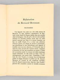 Réfutation de Bernard Berenson - suivi d'un Plaidoyer pour la Liberté de l'Art [ exemplaire dédicacé par l'auteur].