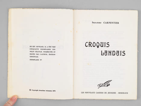 Croquis landais [ Avec 2 lettres autographes signées de l'auteur, à René Cuzacq ]. CARPENTIER, Suzanne