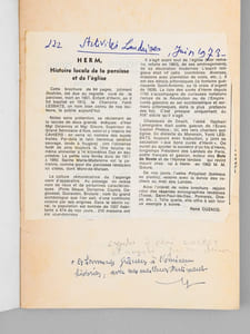 Herm. Histoire locale de la paroisse et de l'église [ Livre dédicacé par l'abbé Lesbats - Exemplaire corrigé par René Cuzacq ]