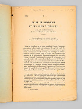 Dupré de Saint-Maur et les voies navigables. DARTIGUE-PEYROU, Ch.