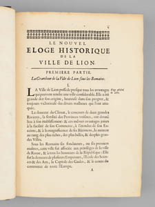 Histoire abrégée ou éloge historique de la ville de Lion [ Edition originale ] [ Ville de Lyon ]