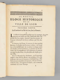 Histoire abrégée ou éloge historique de la ville de Lion [ Edition originale ] [ Ville de Lyon ]