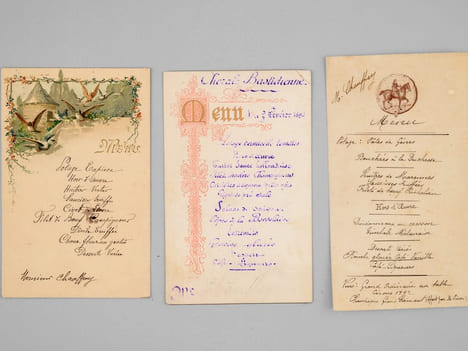 Lot de 30 menus anciens, dont nombreux menus à Bordeaux et région bordelaise dont : Dîners offerts par ou en l'honneur d'Honoré Picon, Propriétaire à ...