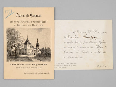 Lot de 30 menus anciens, dont nombreux menus à Bordeaux et région bordelaise dont : Dîners offerts par ou en l'honneur d'Honoré Picon, Propriétaire à ...