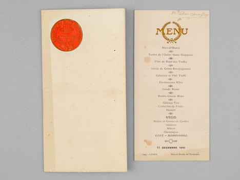 Lot de 30 menus anciens, dont nombreux menus à Bordeaux et région bordelaise dont : Dîners offerts par ou en l'honneur d'Honoré Picon, Propriétaire à ...