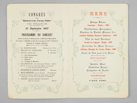 Lot de 30 menus anciens, dont nombreux menus à Bordeaux et région bordelaise dont : Dîners offerts par ou en l'honneur d'Honoré Picon, Propriétaire à ...