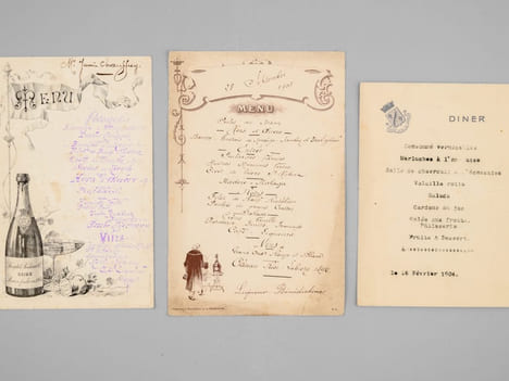 Lot de 30 menus anciens, dont nombreux menus à Bordeaux et région bordelaise dont : Dîners offerts par ou en l'honneur d'Honoré Picon, Propriétaire à ...
