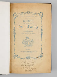 Anecdotes sur la Comtesse Du Barry