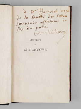 Oeuvres de Millevoye (3 Tomes - Complet) [ Exemplaire sur papier de chine, dédicacé par le fils de l'auteur ]. MILLEVOYE, Charles-Hubert ; (JACOB, ...