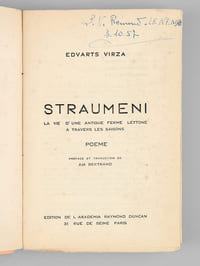 Straumeni. La vie d'une antique ferme lettone à travers les saisons. Poème. [ Edition originale de la traduction ]