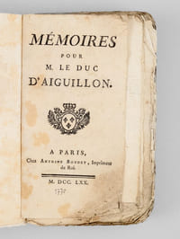 Mémoires pour M. le Duc d'Aiguillon [ Edition originale ]