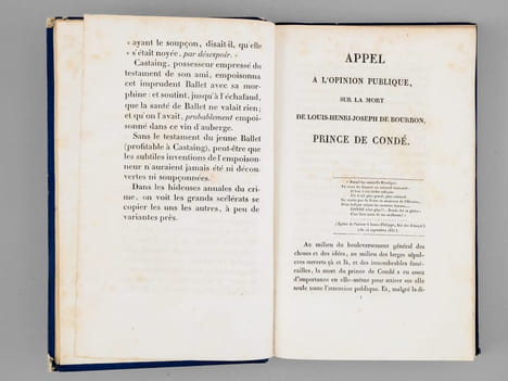 [ Recueil de 4 titres : ] Appel à l'opinion publique, sur la mort de Louis-Henri-Joseph de Bourbon, Prince de Condé, Par l'auteur des Mémoires secrets ...