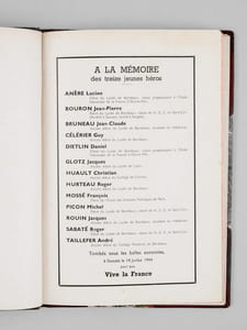 Le combat de Saucats. 14 juillet 1944. Un symbole de la Résistance. [ Avec un document joint donnant les adresses de plusieurs des "Martyrs de Saucats"]