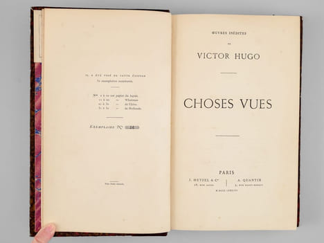 Choses vues [ Edition originale - Exemplaire sur papier de Hollande ]. HUGO, Victor