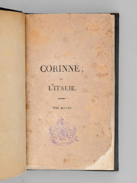 Corinne, ou l'Italie (2 Tomes - Complet). STAEL, Germaine de