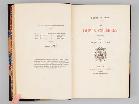Les Duels célèbres. . VAUX, Baron de ; (SCHOLL, Aurelien ; BELLECOUR ; BERNI-BELLECOUR ; MESPLÈS ; JEANNIOT ; LIPHART, E. de ; SAINT-PIERRE, G. ; ...
