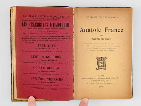 [ Recueil de 4 Titres en édition originale, en tirage sur hollande : ] Le Bonheur des hommes. Pièce en un acte. [ Suivi de : ] Anatole France. ...