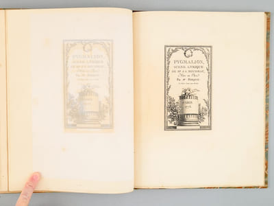 Pygmalion. Scène lyrique de J.-J. Rousseau. Illustrations de Moreau le Jeune. Suivi d'une idylle par Berquin. Vignettes de Marillier