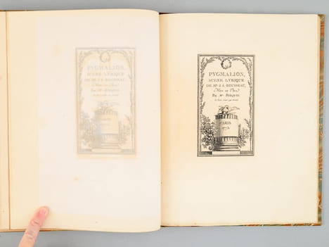 Pygmalion. Scène lyrique de J.-J. Rousseau. Illustrations de Moreau le Jeune. Suivi d'une idylle par Berquin. Vignettes de Marillier. ROUSSEAU, ...