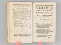 Mercure de France dédié au Roi [ Mois de Novembre 1783 : numéros 44, 45, 46, 47, 48 ] contenant Le Journal Politique des principaux événemens de toutes les Cours ; les Pièces fugitives nouvelles en vers & en prose ; l'Annonce & l'Analyse des Ouvrages nouveaux ; les Inventions & Découvertes dans les Sciences & les Arts ; les Spectacles, les Causes célèbres ; les Académies de Paris & des Provinces ; la Notice des Édits, Arrêts ; les Avis particuliers, &c. &c. 