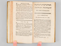 Mercure de France dédié au Roi [ Mois de Septembre 1785 : numéros 36, 37, 38, 39 ] contenant Le Journal Politique des principaux événemens de toutes les Cours ; les Pièces fugitives nouvelles en vers & en prose ; l'Annonce & l'Analyse des Ouvrages nouveaux ; les Inventions & Découvertes dans les Sciences & les Arts ; les Spectacles, les Causes célèbres ; les Académies de Paris & des Provinces ; la Notice des Édits, Arrêts ; les Avis particuliers, &c. &c. 