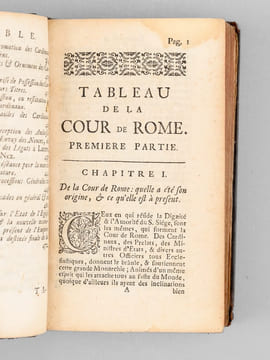 Tableau de la Cour de Rome, Dans lequel font représentés au naturel sa Politique, & son Gouvernement tant Spirituel, que Temporel, Les Cérémonies ...