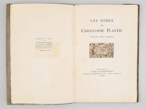 Les Rimes de Christophe Plantin. . PLANTIN, Christophe ; (SABBE, Maurice)