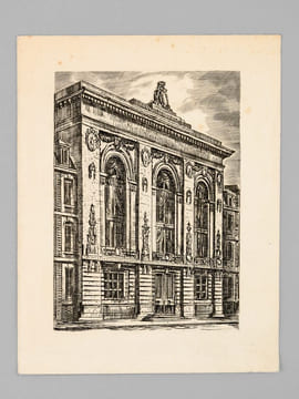 [ Lot de 9 cartes de Voeux gravées par Albert Decaris : ] Agence du Crédit Agricole de Saint-Tropez - Le Palais du Commerce à Lyon en 1863 - Façade du ...
