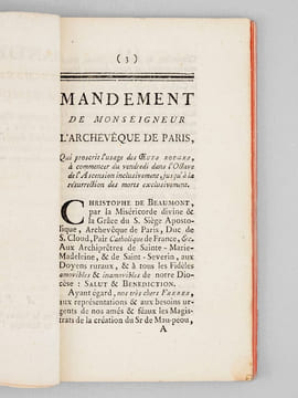 Mandement de Monseigneur l'Archevêque de Paris, qui proscrit l'usage des oeufs rouges, à commencer du vendredi dans l'Octave de l'Ascension ...